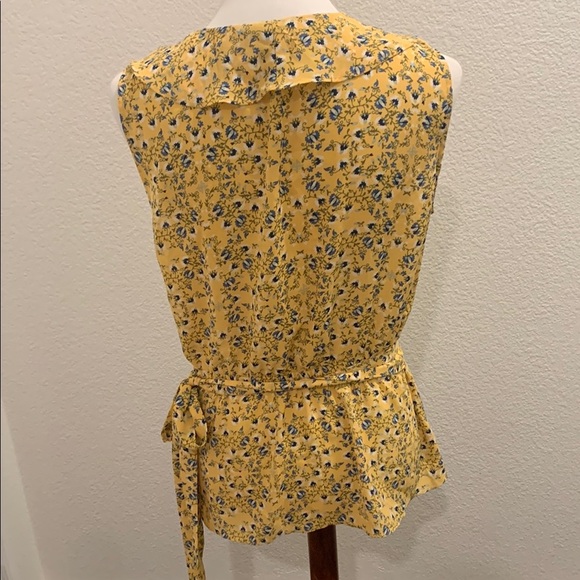 Max Studio Yellow Wrap Ruffled Blouse - Picture 2 of 4